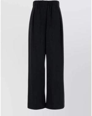 Jil Sander Crepe Wide Leg Trousers Featuring Back Pockets - Black