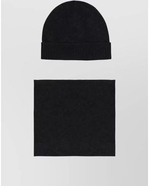 Peuterey Cashmere Blend Beanie And Scarf Set - Black