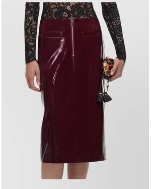 Self-Portrait Faux Leather High-Rise Midi Pencil Skirt - Purple