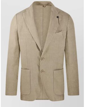 Santaniello Linen Suit Jacket - Natural