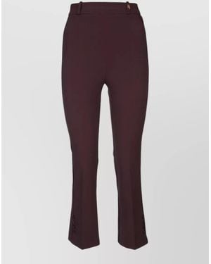 Elisabetta Franchi Cropped Trousers Straight Leg Belt Loops Button - Purple
