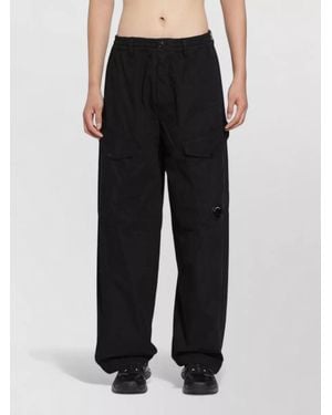 C.P. Company Wide Leg Nylon Silk Cargo Trousers - Black