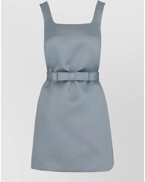 P.A.R.O.S.H. Belted Waist Mini Dress Square Neckline - Blue
