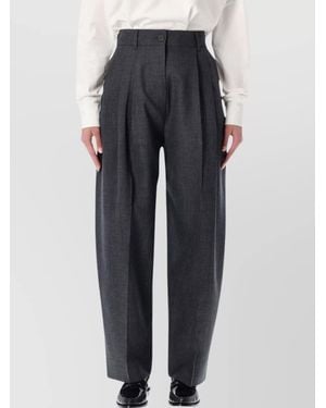 Studio Nicholson Wool High-Rise Pleated Wide-Leg Pants - Blue