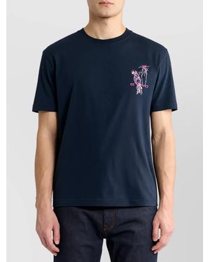 Etro Embroidered Cotton Crew-Neck T-Shirt - Blue