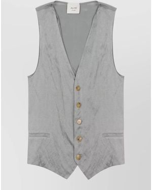 Alysi Tailored Sleeveless Vest V Neckline Pockets - Gray