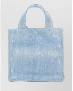 Acne Studios Mini Denim Shopper Bag Logo Design - Blue