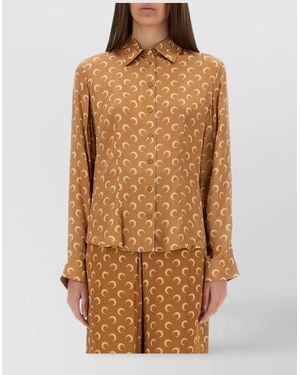 Marine Serre Satin Relaxed-Fit Shirt - Brown