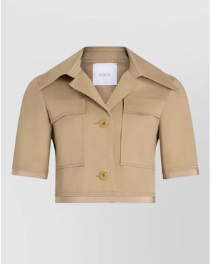 Patou Cotton Short-Sleeve Cropped Jacket - Natural