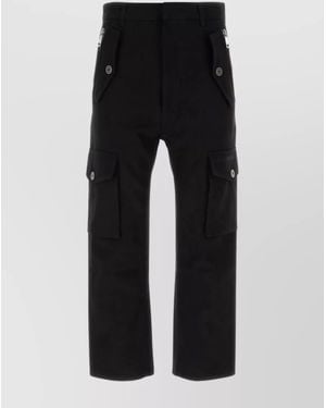 Balmain Regular-Fit Cotton Wide-Leg Cargo Pants - Black