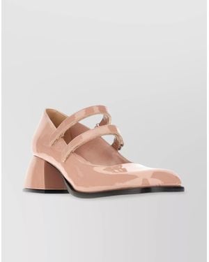 NODALETO Leather Platform Court Shoes - Pink