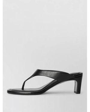 Our Legacy Mid Heel Open Square Toe Thong Sandals - Black