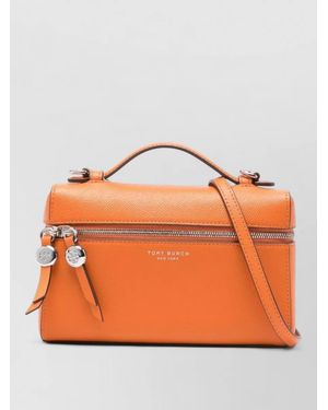 Tory Burch Leather Crossbody Bag Adjustable Strap Top Handle - Orange