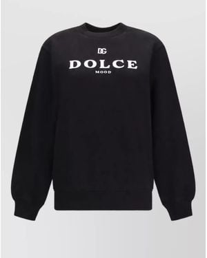 Dolce & Gabbana Cotton Logo-Print Crewneck Sweatshirt - Blue