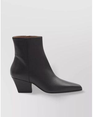 Paris Texas Texan Heel Leather Ankle Boots - Gray