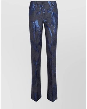 Etro Floral Pattern Denim Trousers - Blue