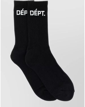 GALLERY DEPT. Ribbed Logo-Intarsia Socks - Black
