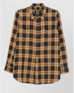 Pinko Checked Collared Lightweight Long Sleeve Top - Multicolour