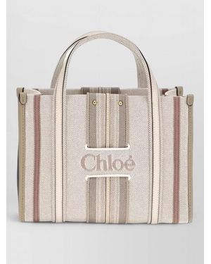 Chloé Woody Small Canvas Tote Bag - Natural