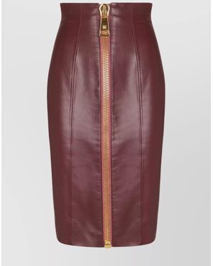 Balmain High Waist Pencil Skirt Knee Length - Purple
