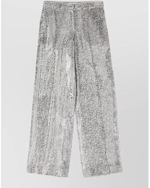 Stella McCartney Silk Wide-Leg Trousers - Grey