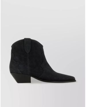 Isabel Marant Leather Pointed-Toe Cuban-Heel Ankle Boots - Black