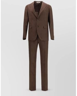 Tagliatore Wool Straight-Leg Tailored Pants - Brown