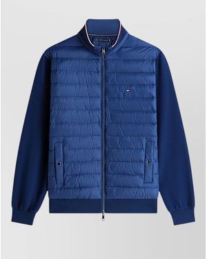 Tommy Hilfiger Jacket Mixed Textures High Neck Pockets - Blue