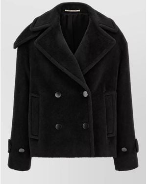 Tagliatore Alpaca Virgin Wool Double-Breasted Short Coat - Black