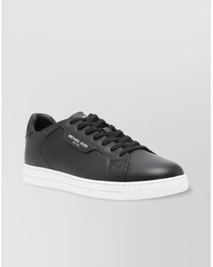 Michael Kors Almond Toe Leather Sneakers With Contrast Sole - Black