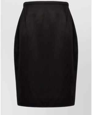 Saint Laurent Satin Pencil Skirt - Black