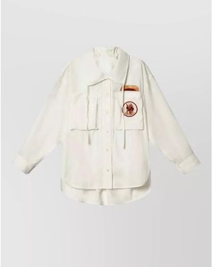 Isabel Marant Embroidered Appliqué Jacket Large Collar Pockets - White