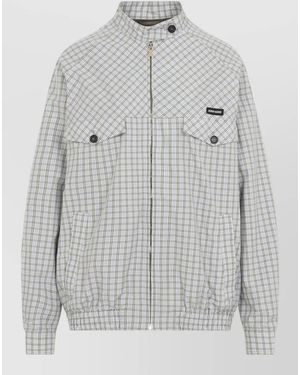 Miu Miu Checked Oversized Single Breasted Jacket - Gray