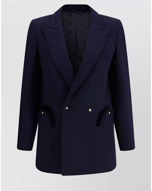 Blazé Milano Wool Jacket Velvet Pockets - Blue