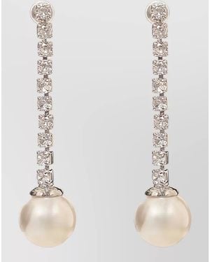 Self-Portrait Crystal Pearl Drop Earrings - White