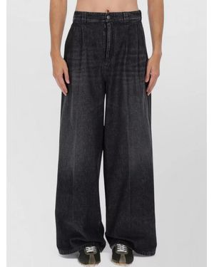Maison Margiela Wide Leg Denim Pants With Elastic Waist - Black