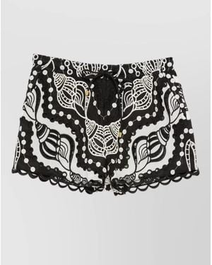 FARM Rio Embroidered Cotton Mini Shorts - Black