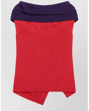 JW Anderson Wool Off-Shoulder Ribbed Knitted Top - Red