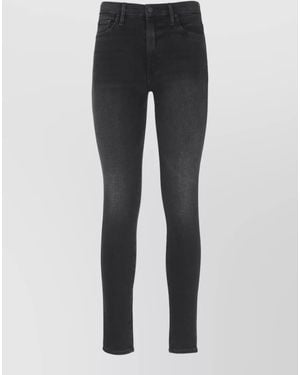 Mother High Waist Skinny Cotton Denim Pants - Gray