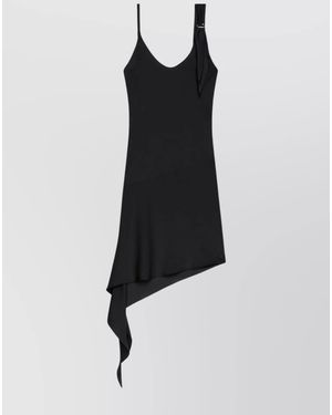 Courreges Asymmetric Sleeveless Scoop Neck Midi Dress - Black