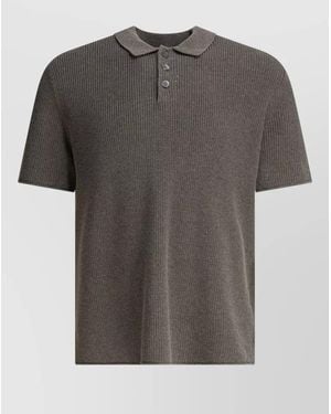 Alex Mill Eastwood Polo Shirt Ribbed Texture Collar - Grey