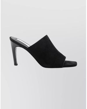 TOTEME Leather Velvet Mules - Black
