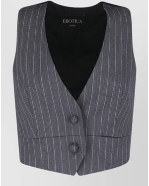 Dondup Striped Sleeveless Blazer Back Tie Detail - Black