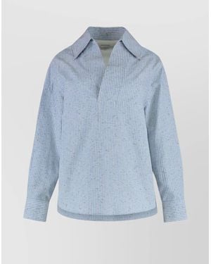 Bottega Veneta Linen And Cotton Blouse - Blue