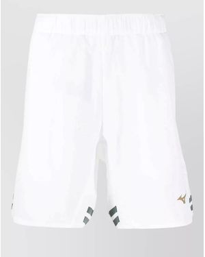 Mizuno Logo-Print Stripe-Detailing Knee-Length Track Shorts - White