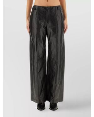 Isabel Marant Leather Wide-Leg Trousers - Black