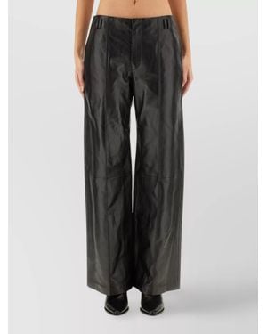 Isabel Marant Leather Wide-Leg Trousers - Black