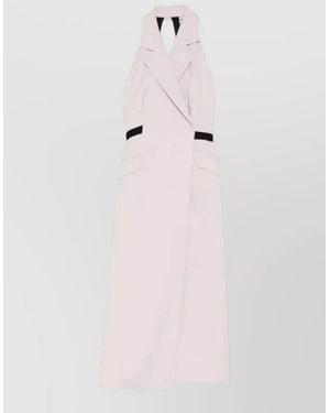 Max Mara Collared Halterneck Midi Dress Wrap Design - Pink