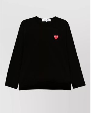 COMME DES GARÇONS PLAY Logo Crew Neck Long Sleeve T Shirt - Black