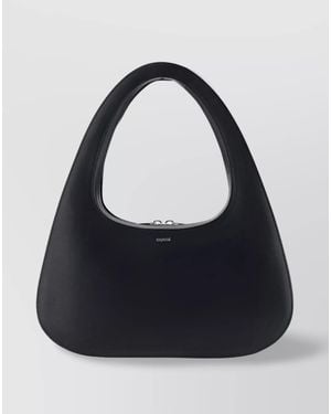 Coperni Swipe Baguette Large Leather Shoulder Bag - Black